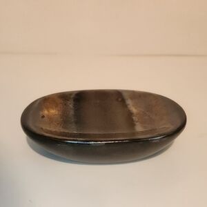 Ceramic Bronze/Brown Painted and Glazed Soap Dish
